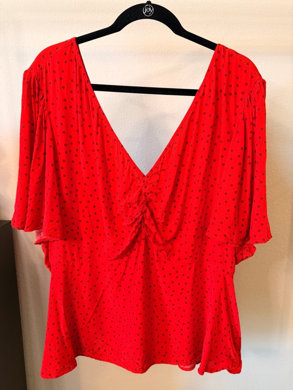 Retro Polka Dot Flutter Sleeve Blouse Blouse